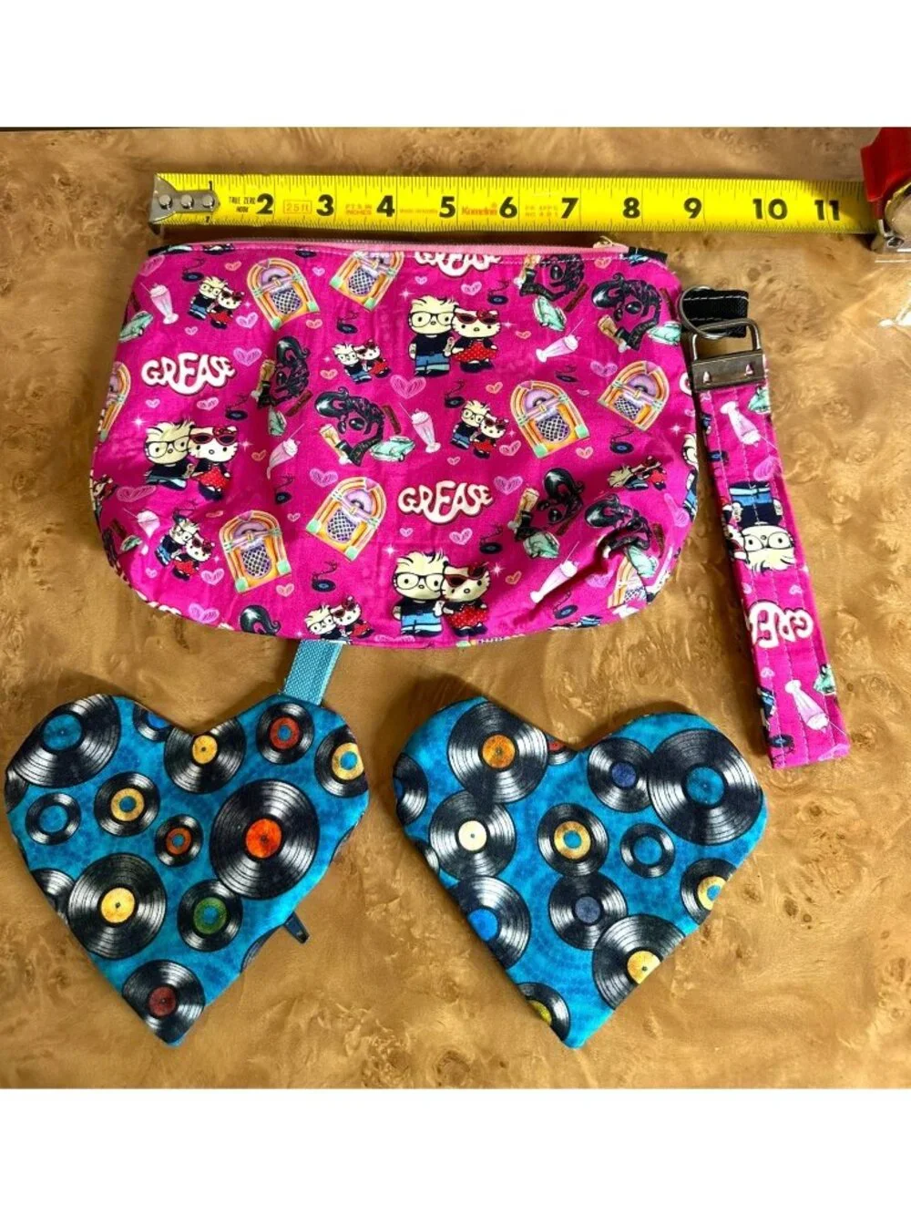 Hello Kitty x Grease Retro Rockabilly Wristlet Pouch Set Cotton Accessoy Lot